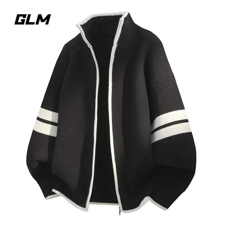 GLM开衫外套男秋冬季新款立领青年时尚百搭韩版潮流拉链针织衫