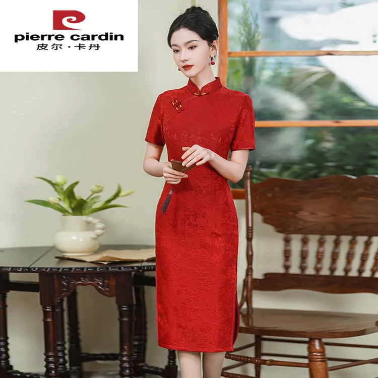 皮尔卡丹新款年新中式夏季喜婆婆婚宴装礼服旗袍高端气质妈妈连衣