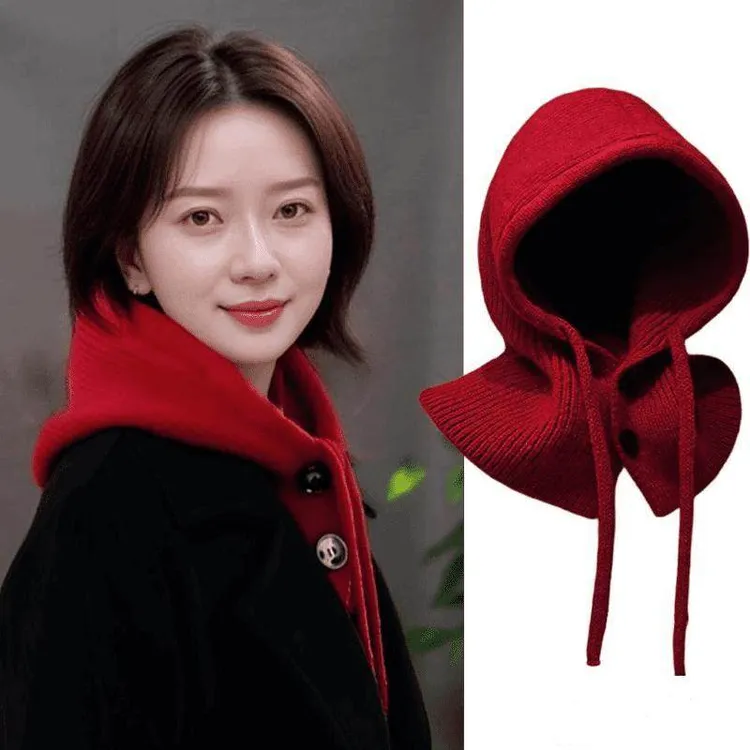 帽子围巾一体帽2025秋冬新款护颈保暖毛线围脖洋气韩版针织拉法帽