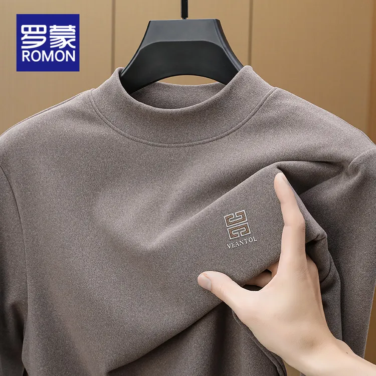 罗蒙秋冬季男士德绒卫衣男款2025新款圆领男装打底长袖t恤上衣男