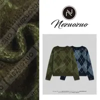 NEZUOZUO【菱影交织】菱形格撞色套头羊毛针织衫时髦百搭老钱慵懒风