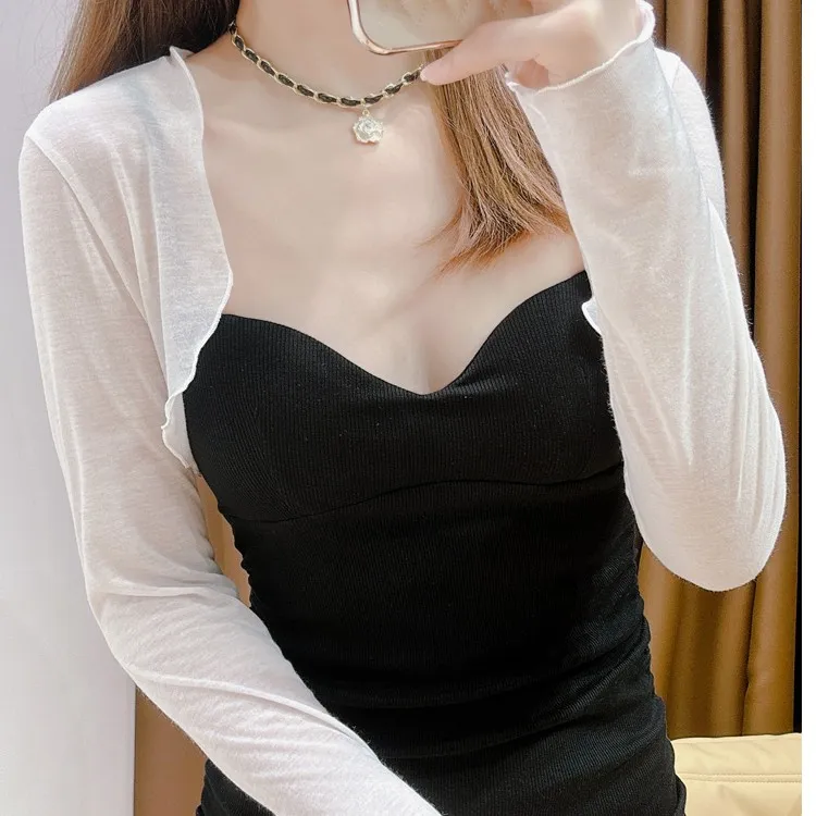 吊带裙外搭披肩开衫天丝小外套女夏季短款防晒冰丝罩衫小坎肩