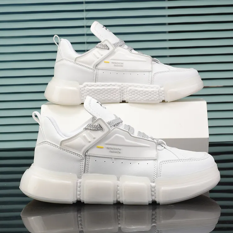 男士秋冬季国潮休闲透气黑色运动板鞋潮流爆米花软底百搭厚底男鞋