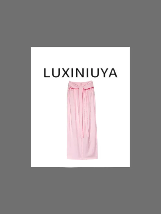 【LUXINIUYA】蝴蝶结绑带设计感百搭高腰休闲长裤#CX3712