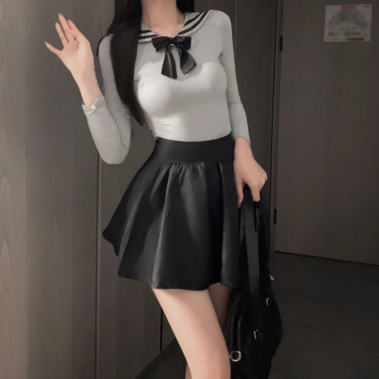 制服装系带秋季保暖学院风连衣裙水手服制服修身性感