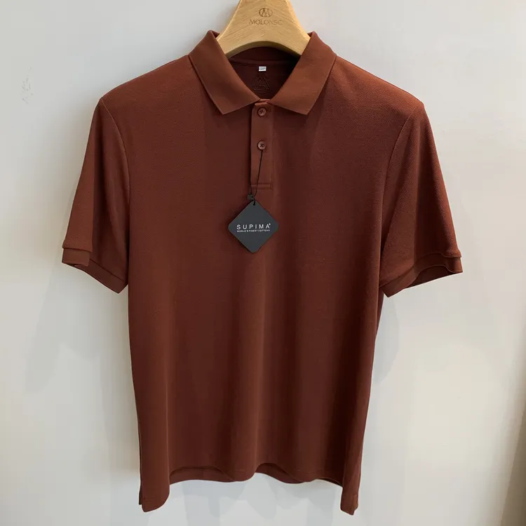 常规短袖宽松型男纯色Polo衫商务男式百搭复古风夏季翻领针织男款