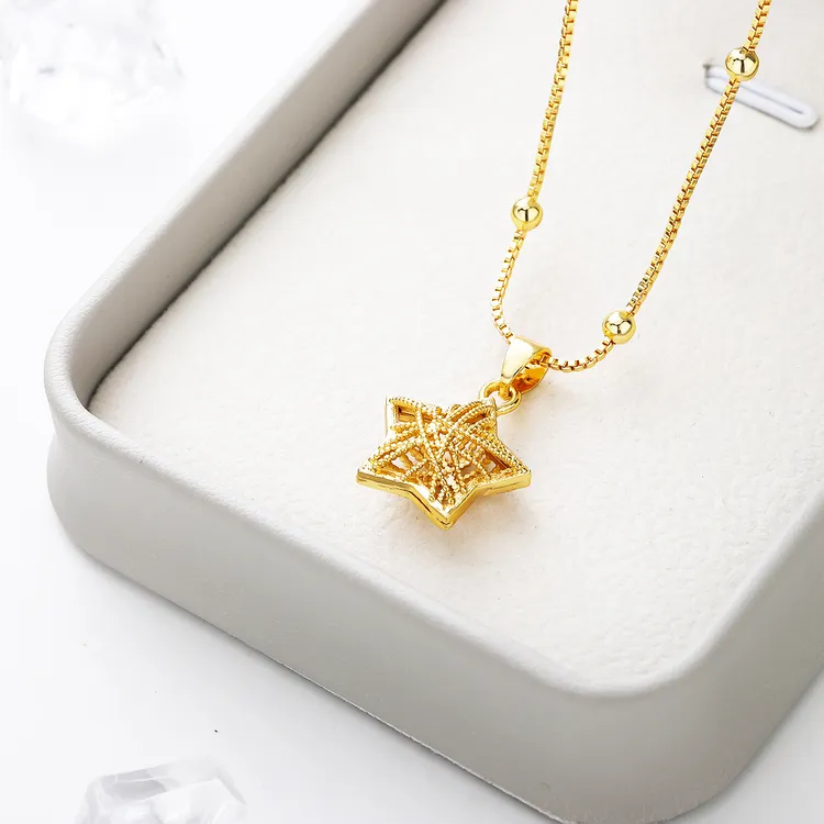 钛钢铅玻璃项链 幸运星项链女不掉色轻奢时尚高级感锁骨链气质百