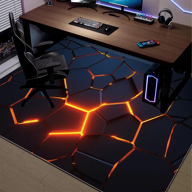 电竞房地毯男生卧室隔音防滑书房耐脏垫子电脑桌转椅专用椅子地垫