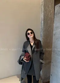 F.A[松露]羊驼毛双面围巾大衣中长款女高级感显瘦百搭轻奢