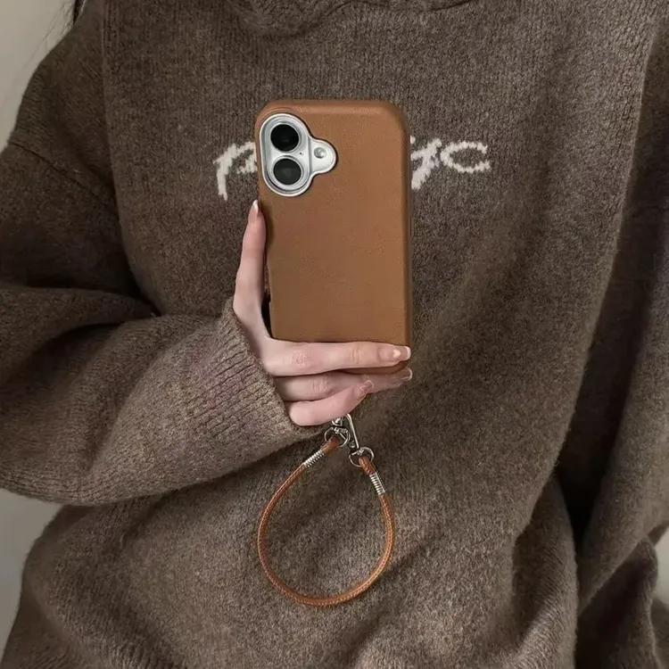 BANCA简约轻奢荔枝纹适用iPhone16纯色17promax苹果15/14手机壳13