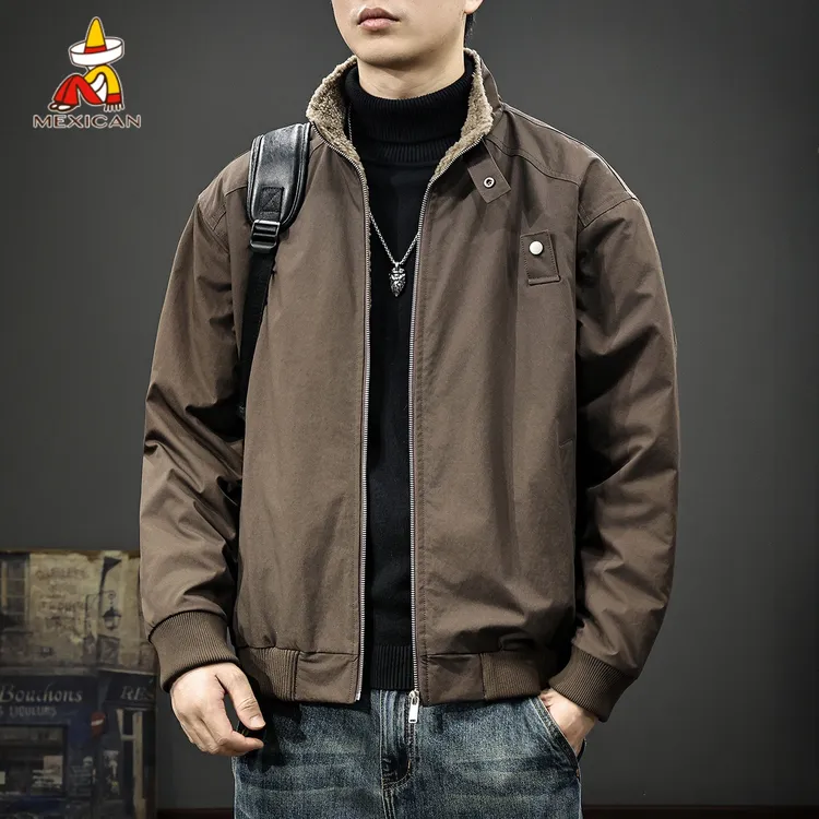 Mexican/稻草人美式复古羊羔绒夹克男款户外休闲加绒保暖高级外套