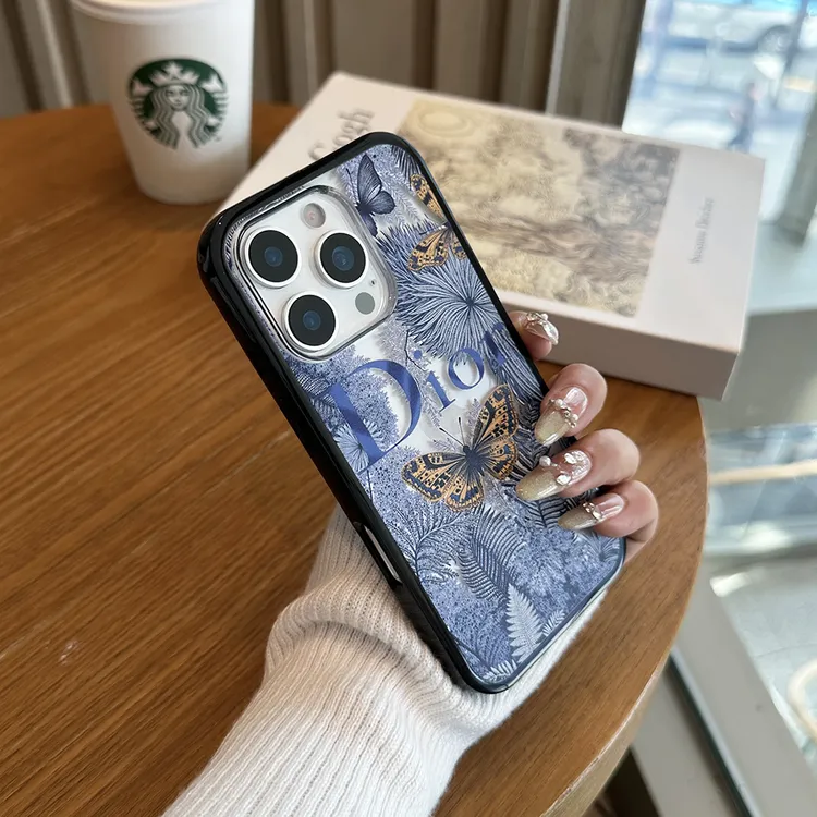 蝴蝶D字轻奢防摔适用苹果16promax手机壳iphone15高级感14潮流13