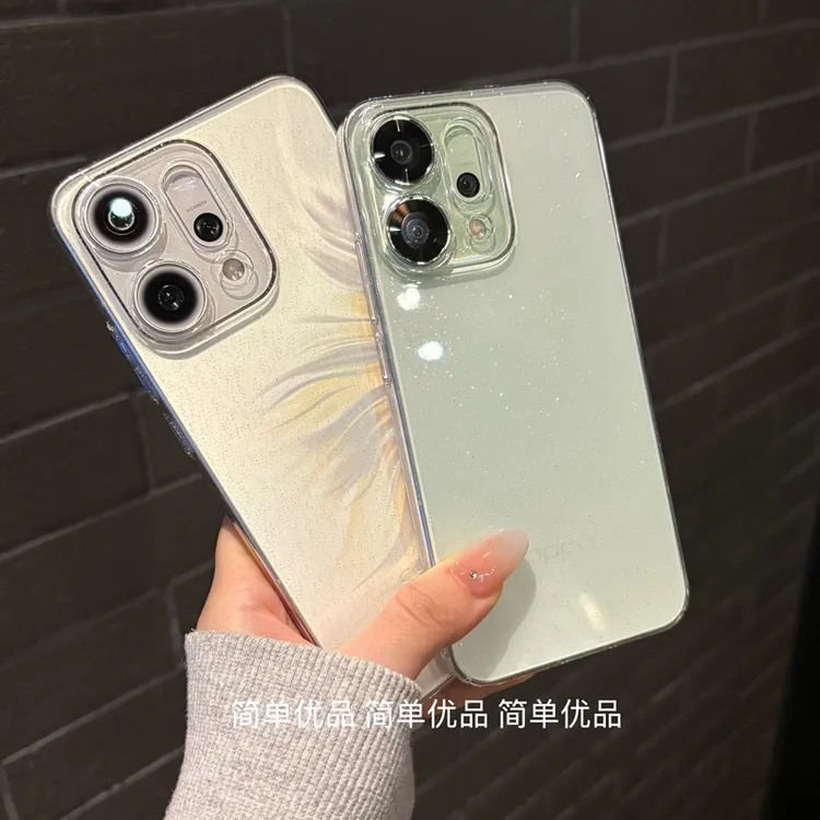 不发黄冰晶闪粉适用于opporeno14手机壳OPPOReno13超薄PC硬壳