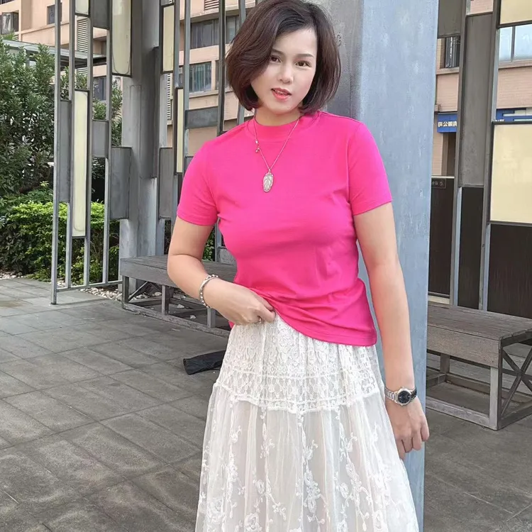 2501气质洋气百搭时尚修身显瘦高弹力260克重棉T恤常规上衣春夏