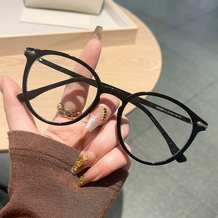 2025新款眼镜架简约大方圆形框眼镜架遮脸显瘦素颜眼镜可配近视片