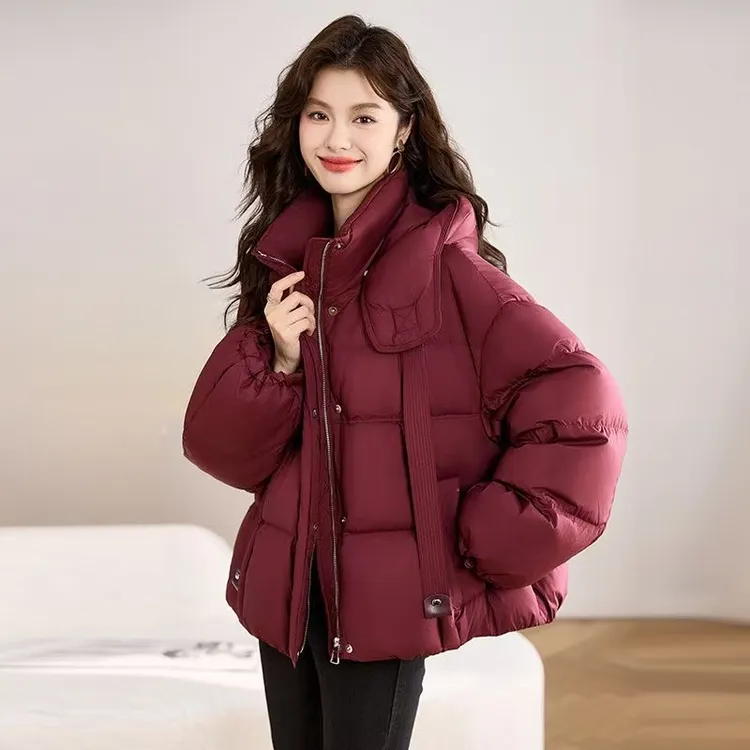 爆2025秋冬新款棉服女短款加厚泡芙云朵小个子面包服棉服外套