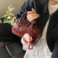 送挂件/高级感红色包包/爆款手提保龄球包/秋冬单肩斜挎包6502