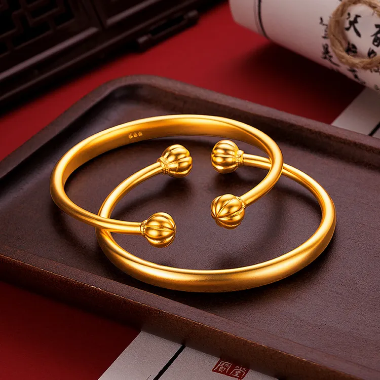 越南新中式国潮精品南瓜珠开口手镯传承古法对珠女手镯