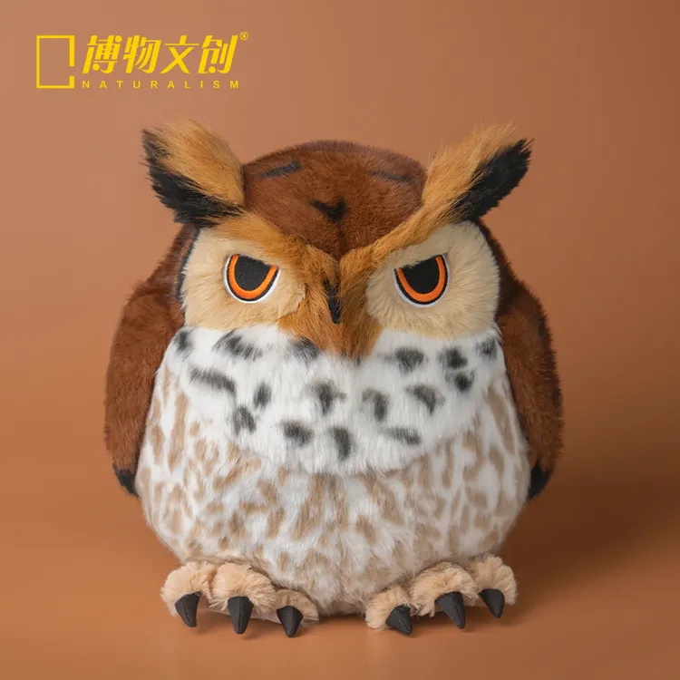 博物文创刘宇宁同款猫头鹰大圆宝雕鸮生日礼物毛绒玩偶玩具
