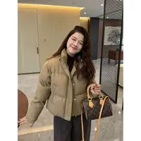 WenWen小个子2025秋冬新款百搭格纹面包服冬季加厚棉服外套2343