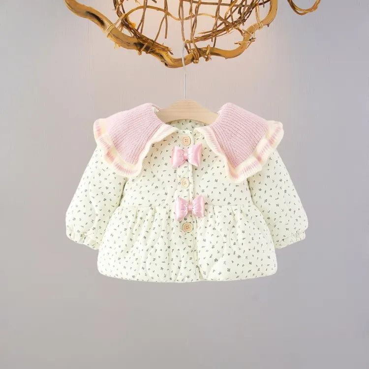 女童加绒棉服冬季加厚婴幼儿碎花棉袄小宝宝冬季棉衣洋气保暖外套