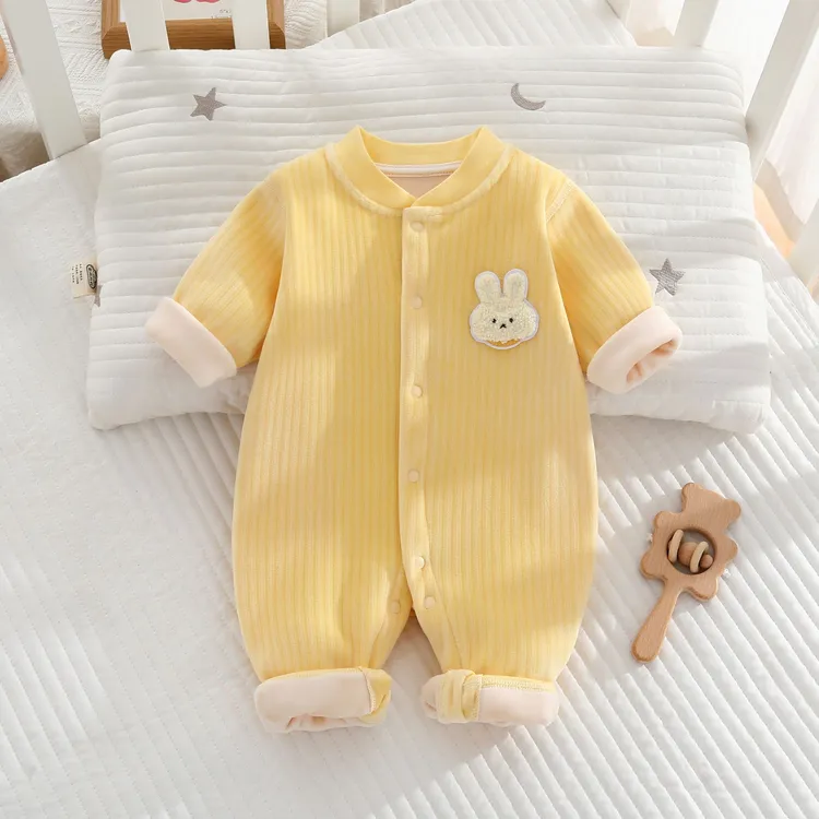 宝宝秋冬哈衣爬服婴儿灯芯绒连体衣秋冬季春秋加绒棉衣