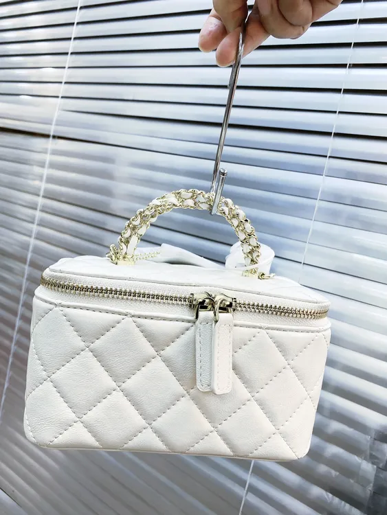 【饰菲时尚】小香风经典菱格链条斜挎包化妆箱高贵典雅气质名媛款