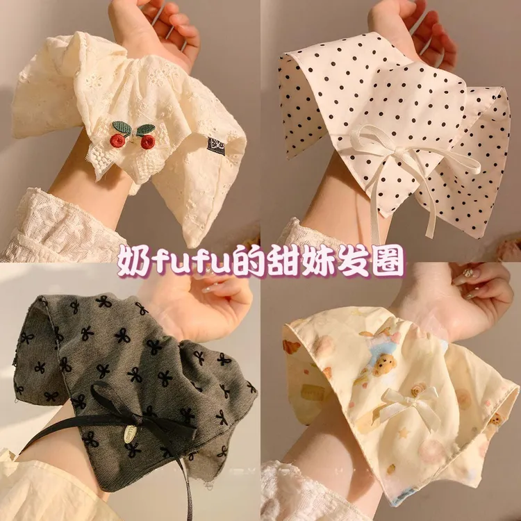 法式文艺~复古甜美方巾大肠发圈女高级感超大号马尾头绳发饰头饰