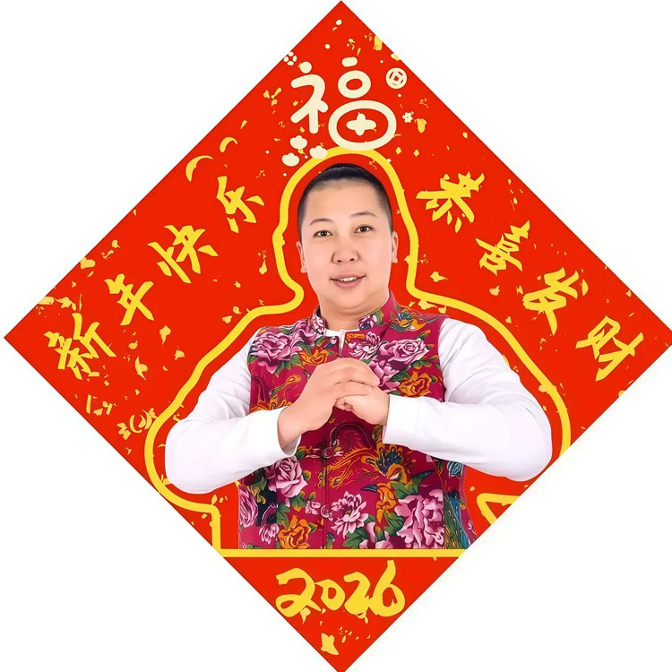 带派东北雨姐2026恭喜发财入户门创意福字装饰新年快乐