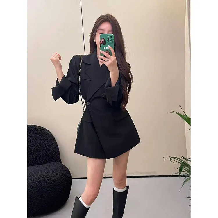 网红气质收腰西装外套女2025春季高级感小众炸街减龄中长款西服