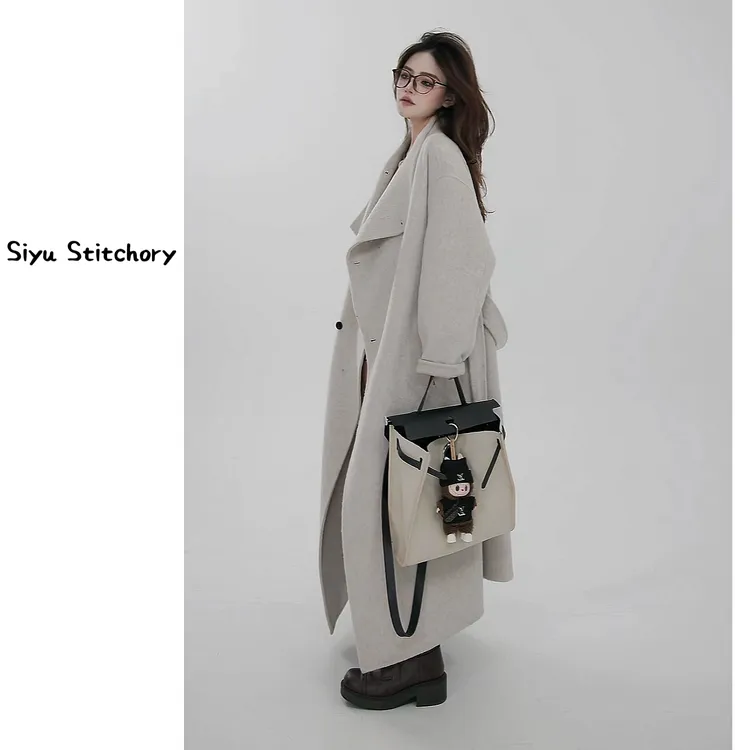 【思语】“卢卡斯” CC25819 设计师款貉子毛马甲羊绒大衣长款外套