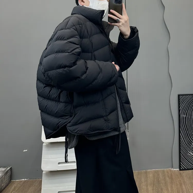 【弧形下摆排骨纹90国标~巨保暖】立领翻领羽绒服夹克冬季外套-3