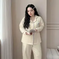TZ8285大码女装【韩系甜美睡衣套装】早秋撞色长袖长裤小恐龙家居服