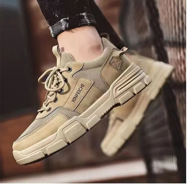 新款男鞋防滑工地干活耐磨运动鞋子黑色潮流板鞋透气春季劳保防水