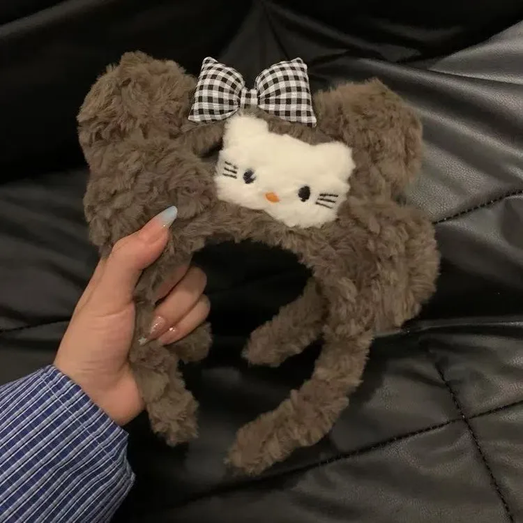 元气满满可爱毛绒猫咪发箍女秋冬新款洗脸化妆头箍卡通发饰