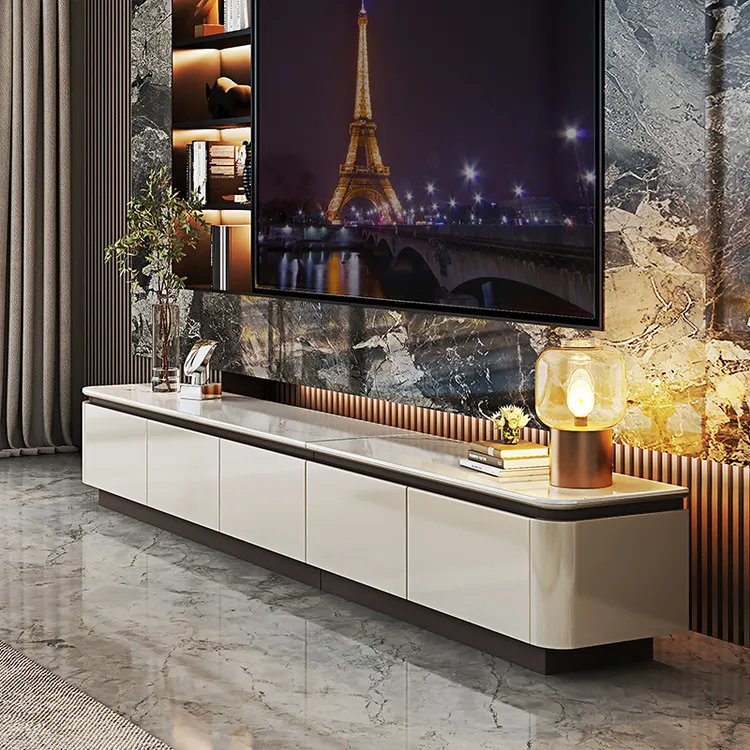 落地超微晶石实木茶几电视柜组合直播客厅高级2025新款高档大气