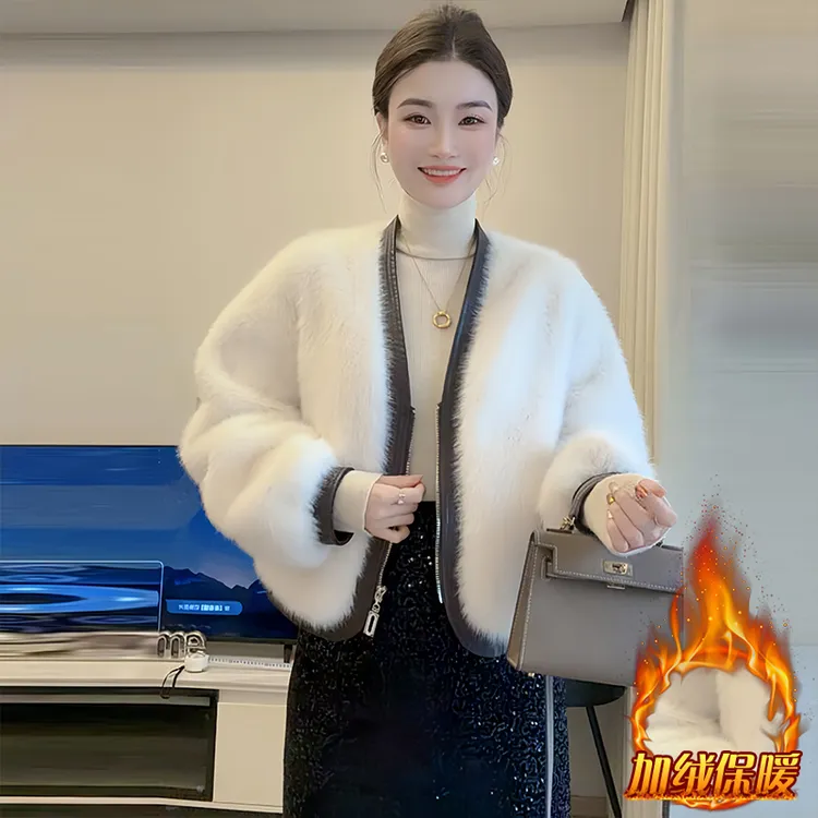 加绒加厚高级感时尚短外套女2025年冬季新款轻奢气质拉链保暖上衣