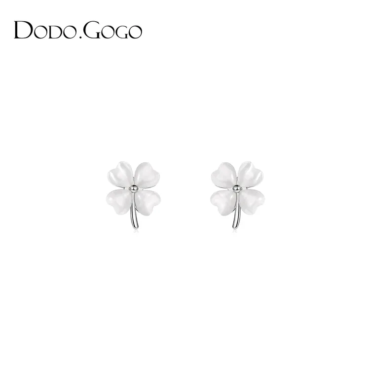 合金玻璃耳饰 DODOGOGO四叶草耳环女轻奢高级感精致花朵耳钉耳坠