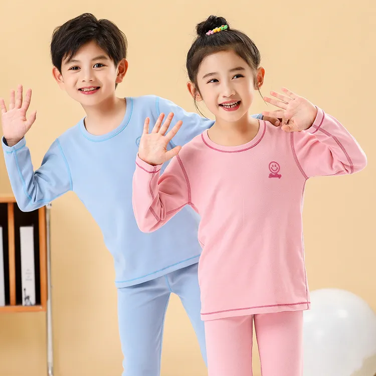 儿童暖绒保暖内衣套装秋冬季中大男女童加厚打底家居服秋衣秋裤