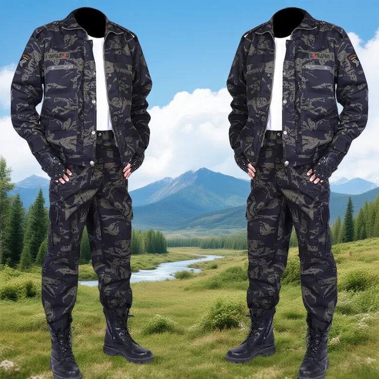 迷彩服套装男士春秋加厚耐磨耐脏工作服户外军训服建筑工地劳保服