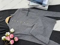 【小金饼套头灰】早秋新款时尚长袖针织上衣QC3589