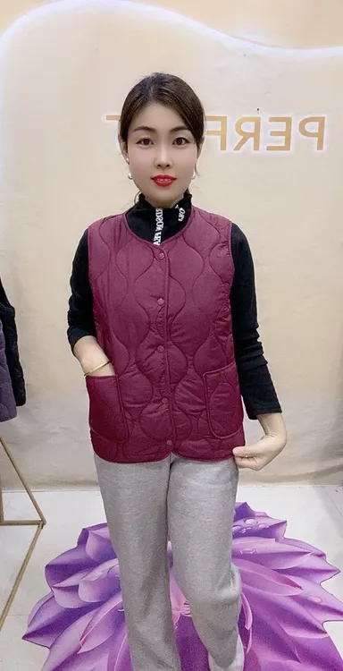 【扣子款】厚款通勤风冬季V领通用马夹保暖马甲网红女士中老年加厚