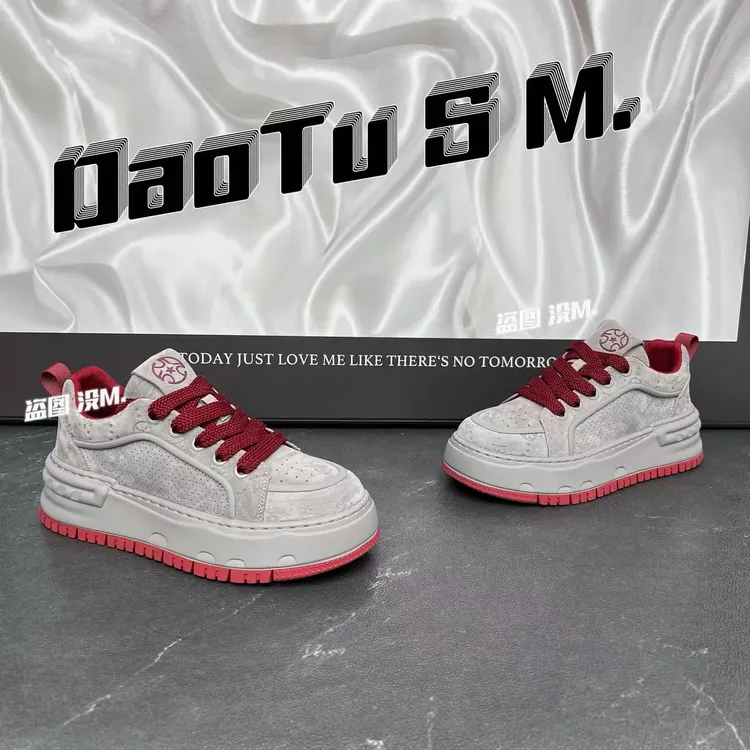 早秋大码纯皮磨砂皮时尚软底百搭舒适系带潮流休闲时尚简约男鞋