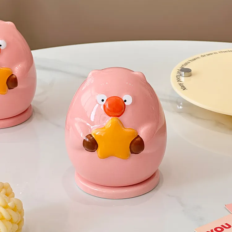 piu猪牙签牙线筒陶瓷可爱卡通收纳罐牙签筒高颜值牙签罐牙线收纳