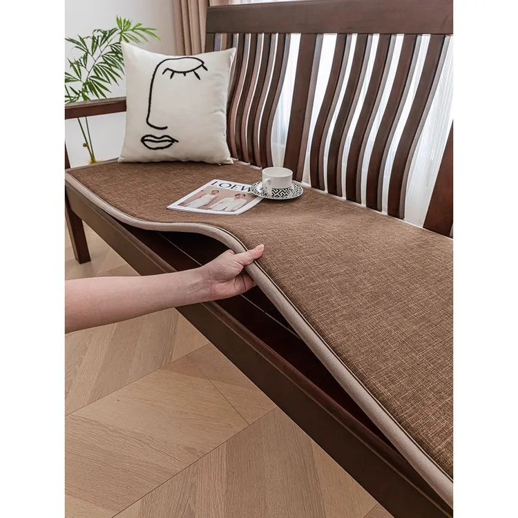 加厚棉麻沙发垫子定制海绵垫实木红木坐垫防滑座垫四季通用