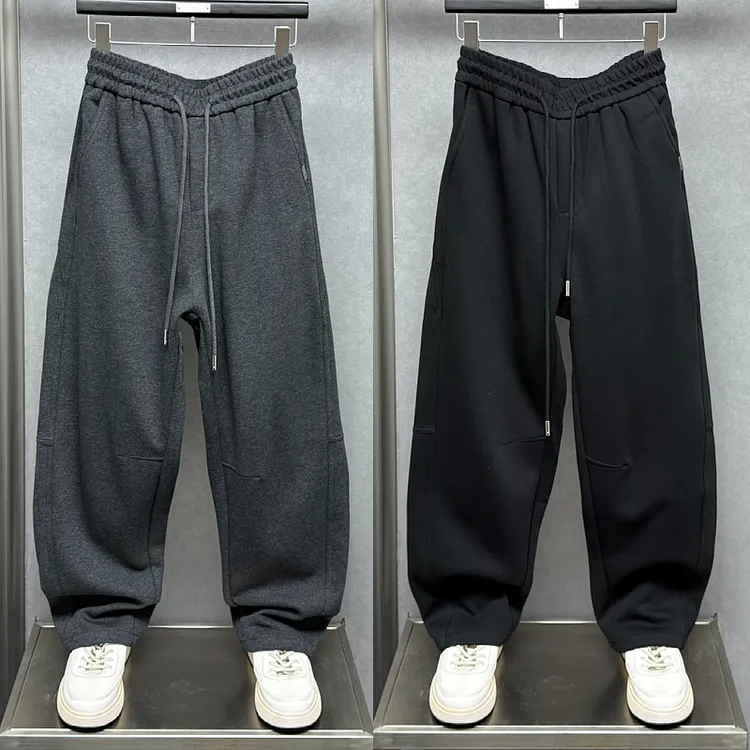 青年痞帅直筒卫裤休闲裤2025秋季宽松百搭运动弯刀裤男士潮牌裤子