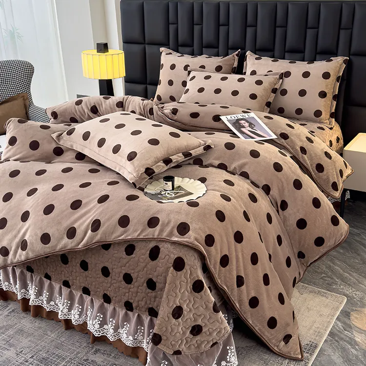 （加厚床盖款牛奶绒）专柜品质！加厚床品套件床盖盖毯加厚牛奶绒