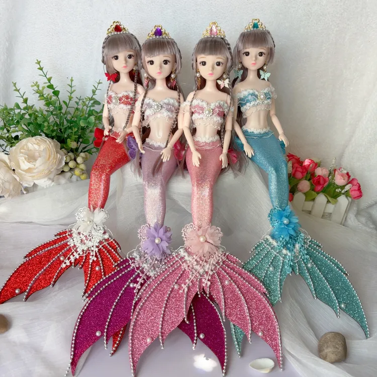 紫陌手作精品美人鱼娃娃 鲛人公主女孩礼物玩偶摆件女孩节日礼物
