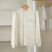 麦迪尚品【unbl】50905222 春季简约花边织带立领衬衫品牌女装
