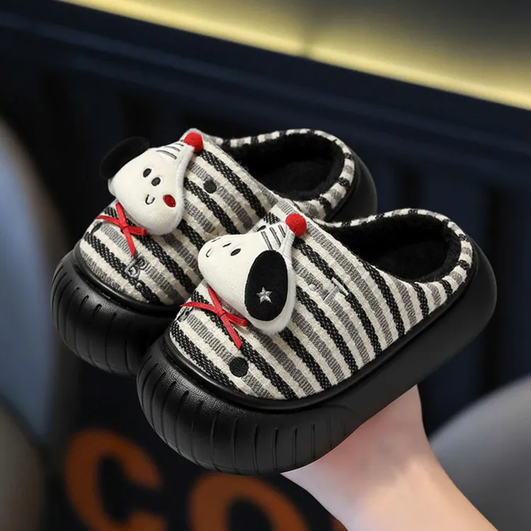 猫力男童棉拖鞋儿童冬季2025新款厚底居家室内保暖毛绒亲子拖鞋女